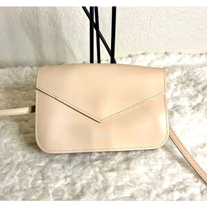 Lancaster Paris Envelope Crossbody Clutch with removable strap Beige color